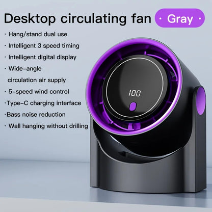 Bladeless Desktop & Wall Fan – 100 Speeds, USB Timer