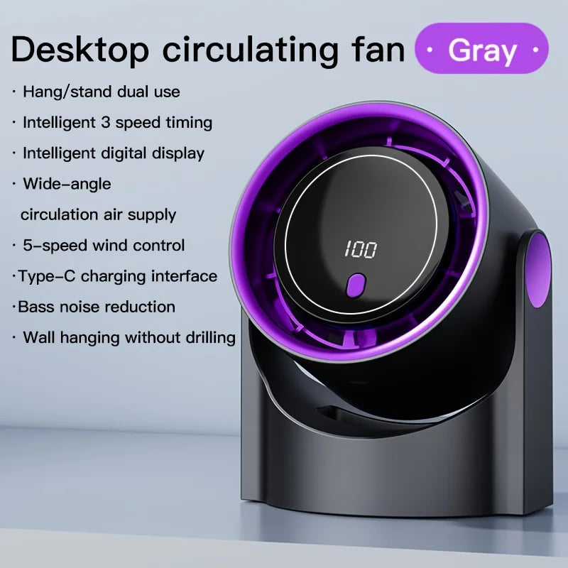 Bladeless Desktop & Wall Fan – 100 Speeds, USB Timer