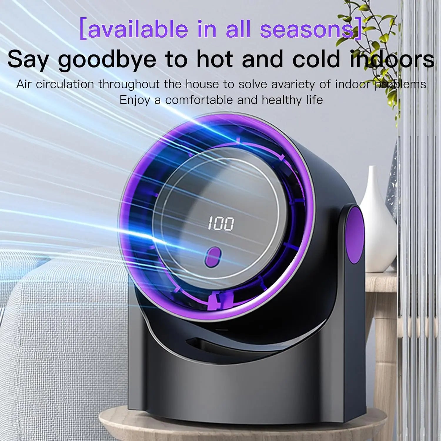 Bladeless Desktop & Wall Fan – 100 Speeds, USB Timer